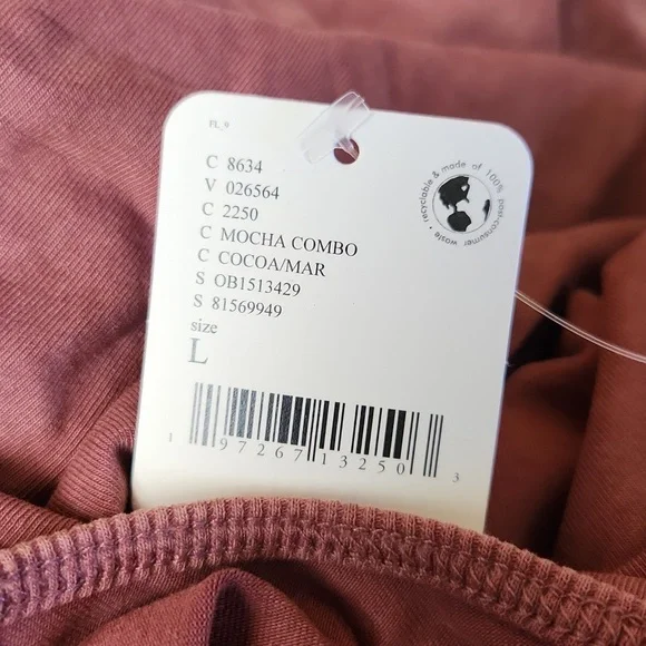 New Free People FP Movement Hot Shot Logo Onesie Mocha Combo Overalls Jumpsuit L - Picture 12 of 16